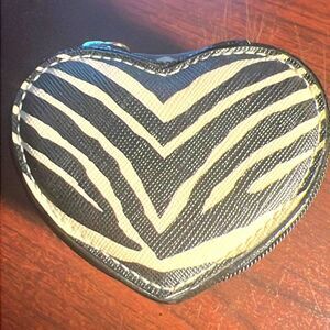 COACH ZEBRA PRINT HEART JEWELRY POUCH